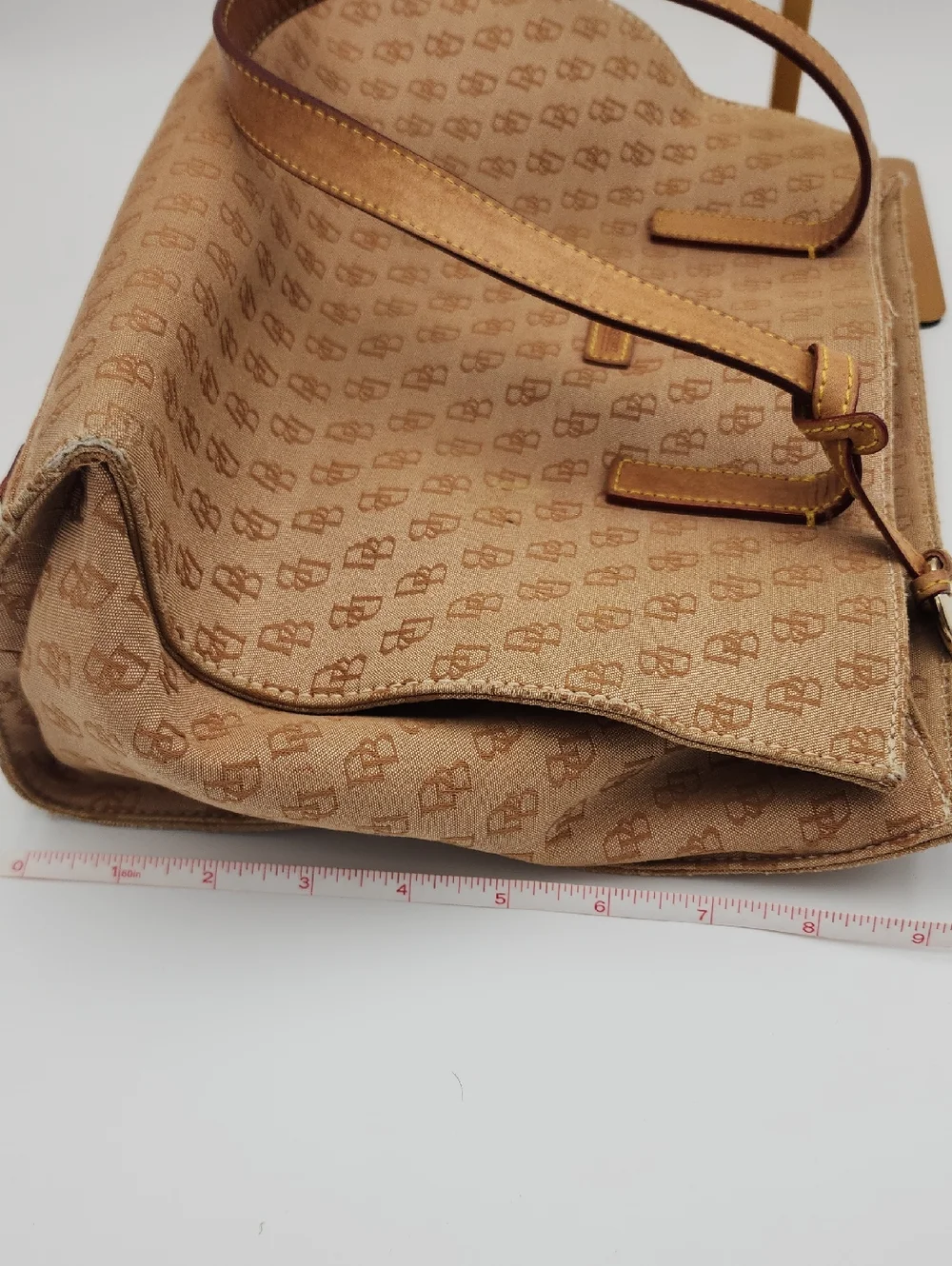 Dooney & Bourke Signature Monnogram Brown And Pink Satchel Bag‎